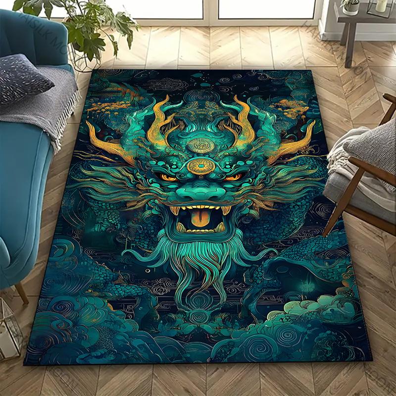 Sacred and Magnificent Oriental Dragon Carpet New Release! Rug for Living Room Bedroom,Office Areas,Durable Machine Washable Mat