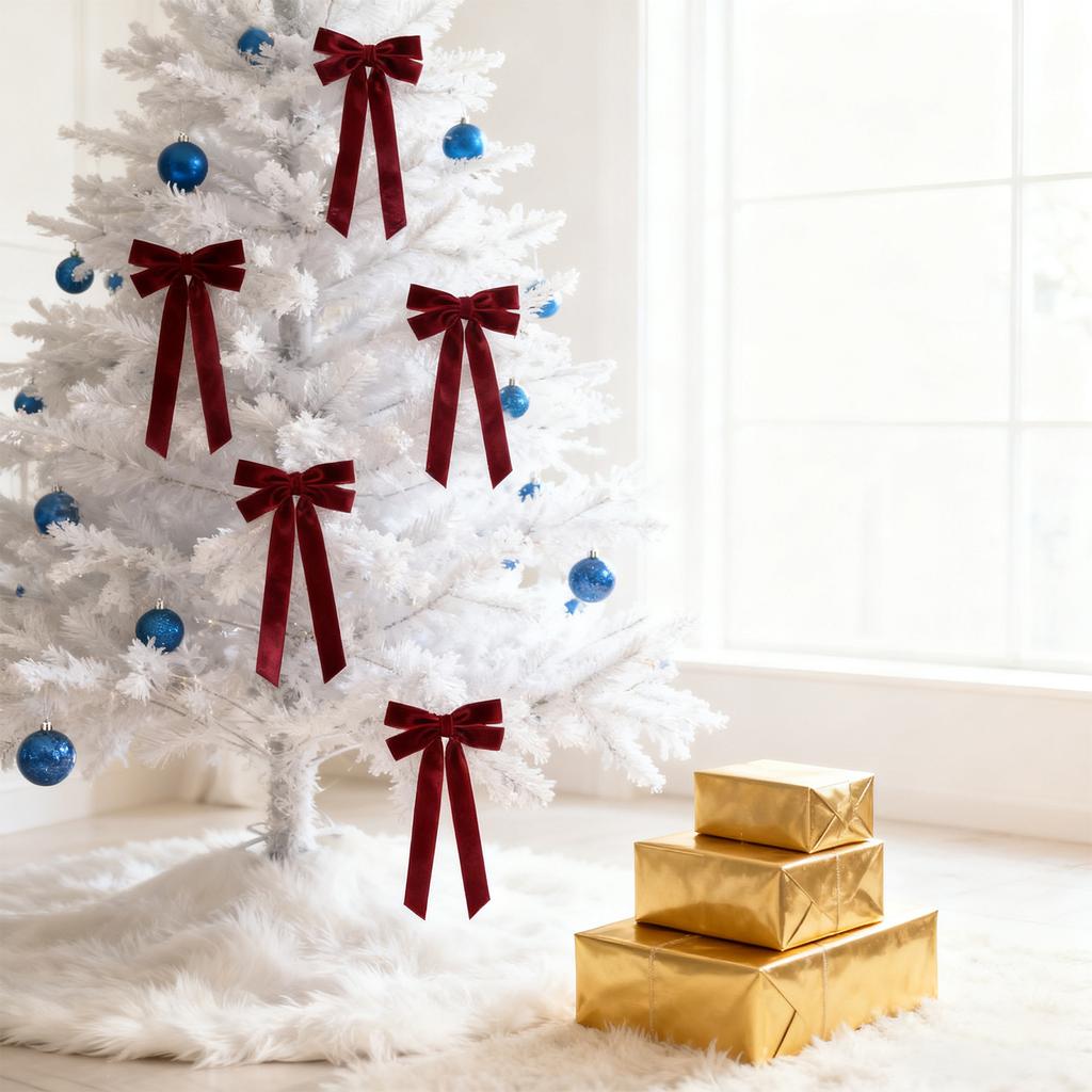 Украшение в виде банта для рождественской елки, Маленький бархатный бант для рождественской елки - Украшение для вечеринки, свадьбы, дома