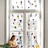 1set PVC Window Static Stickers Rectangle for Window Decoration Bird 200x300mm 6pcs/set