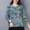 Floral Long-Sleeve Women's Plus Size T-Shirt - Spring/Autumn Fashion for Middle-Aged Moms
