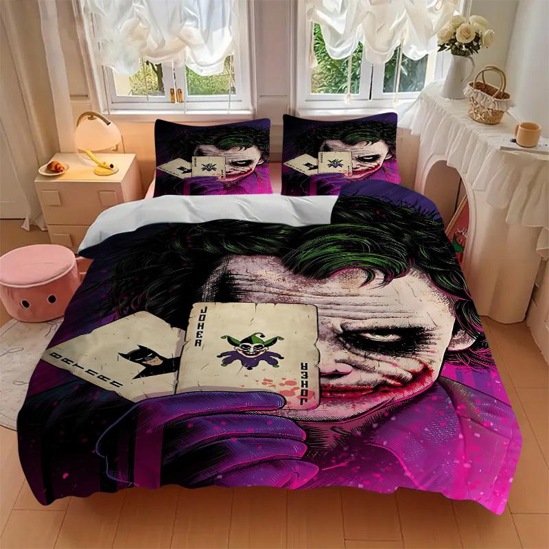 3pcs Joker Cards Bedding Set, Soft Polyester Duvet Cover and Pillowcases Machine Washable Seasons all suitable & Guest Room Decor246
