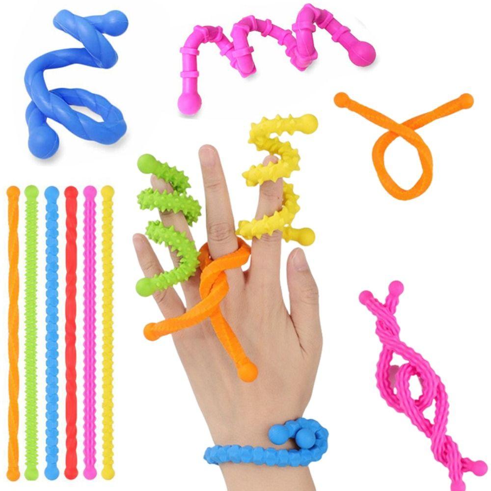 6pcs Silicone Sensory Sticks Fidget Toys Texture Quiet Twisting Fidget Toys  Kids Adults