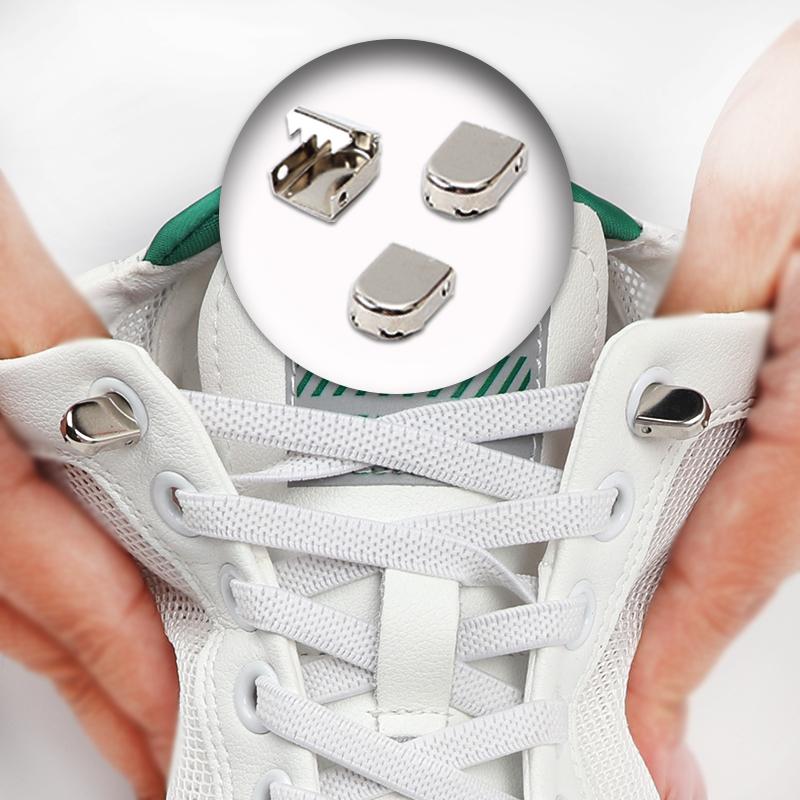 NO.8 4Pcs Metal Buckles No Tie Shoelaces Elastic for Sneakers One Size Fits All Adult Kids Quick Laces Lazy Sport Rubber Shoestrings