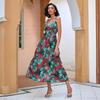Women's Summer Printed Waist Medium and Long Suspender Dress
