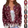 Fashion Women's Christmas Print Long Sleeve Knitted Cardigan Button Jacket