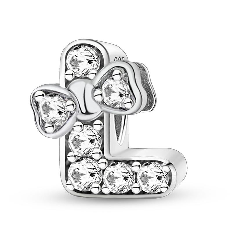 Медные Шармы-Бусины Серии Писем с Узлом-Бабочкой и Цирконами, Подходят для Оригинального Браслета Пандора, Браслета-Бенгла, DIY Ювелирные Изделия для Женщин, Подарок