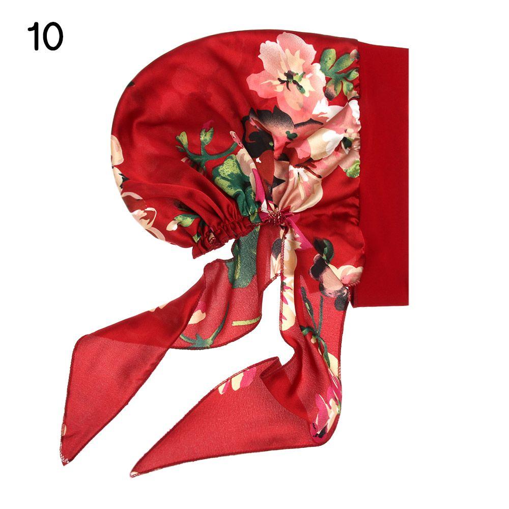 Adjustable Elastic Printed Pre-Tied Chemo Pirate Cap Cancer Head Scarf Muslim Turban Hair Loss Hat