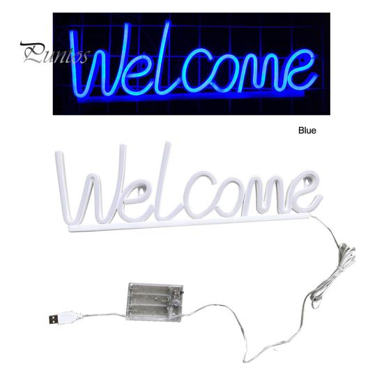 Добро пожаловать неоновая вывеска светодиодная лампа на батарейках креативная форма мерцание бесплатная декоративная прикроватная неоновая вывеска световой орнамент