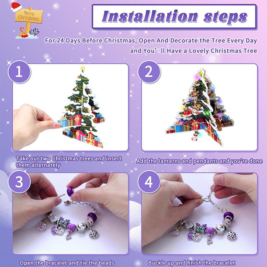24 дня Рождественский обратный отсчет Адвент-календари Подарочная коробка 2025 Рождественский набор для изготовления ювелирных изделий Ювелирные шармы Набор для рукоделия