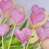 100pcs Glitter Pink Heart Cake Toppers Heart Cupcake Toppers Valentine's Day for Sweet Love Theme Wedding