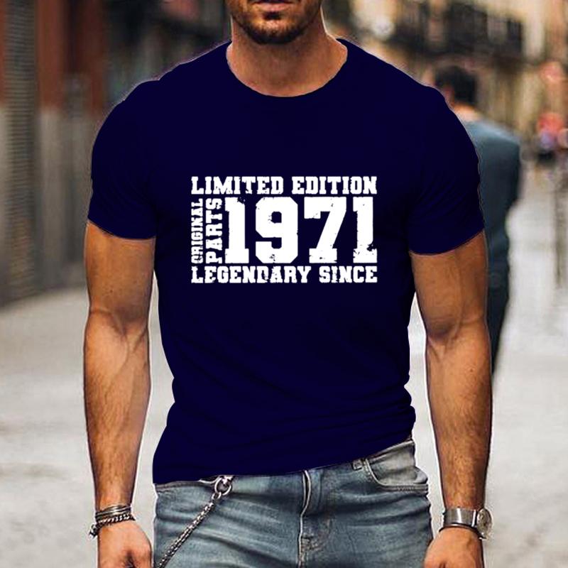 ИЗДАНИЕ 1971 года Футболки с принтом букв Повседневные с круглым вырезом с коротким рукавом Для мужчин Повседневная одежда для улицы Футболка Женские футболки Топы