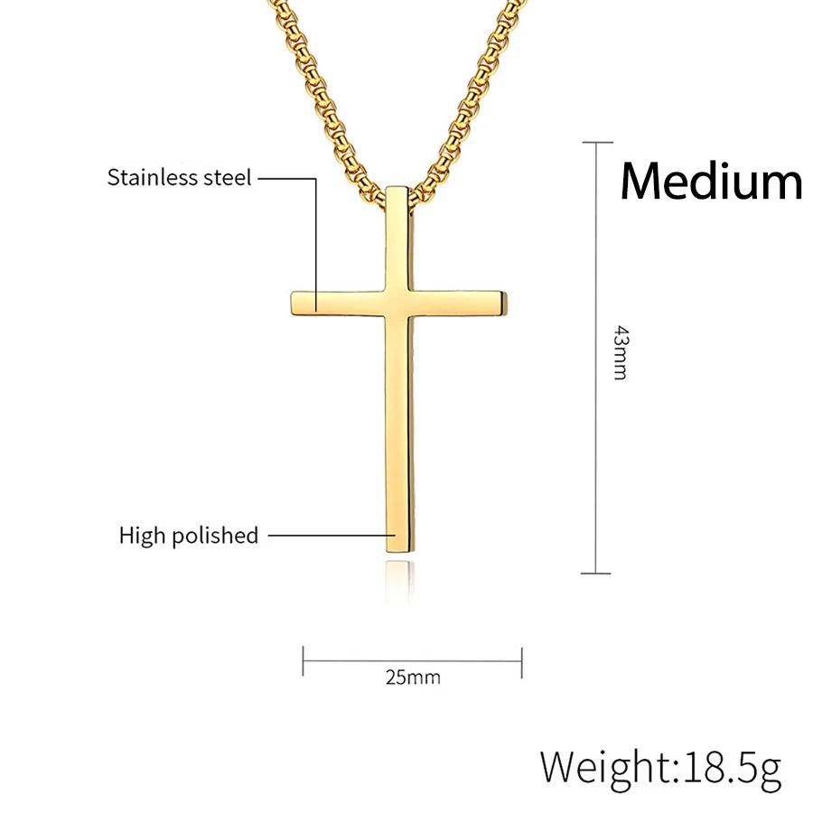 Titanium Steel Cross Necklace For Men Women Black Gold Silver Color Chain Crucifix Pendant Punk Party Never Fade Jewelry