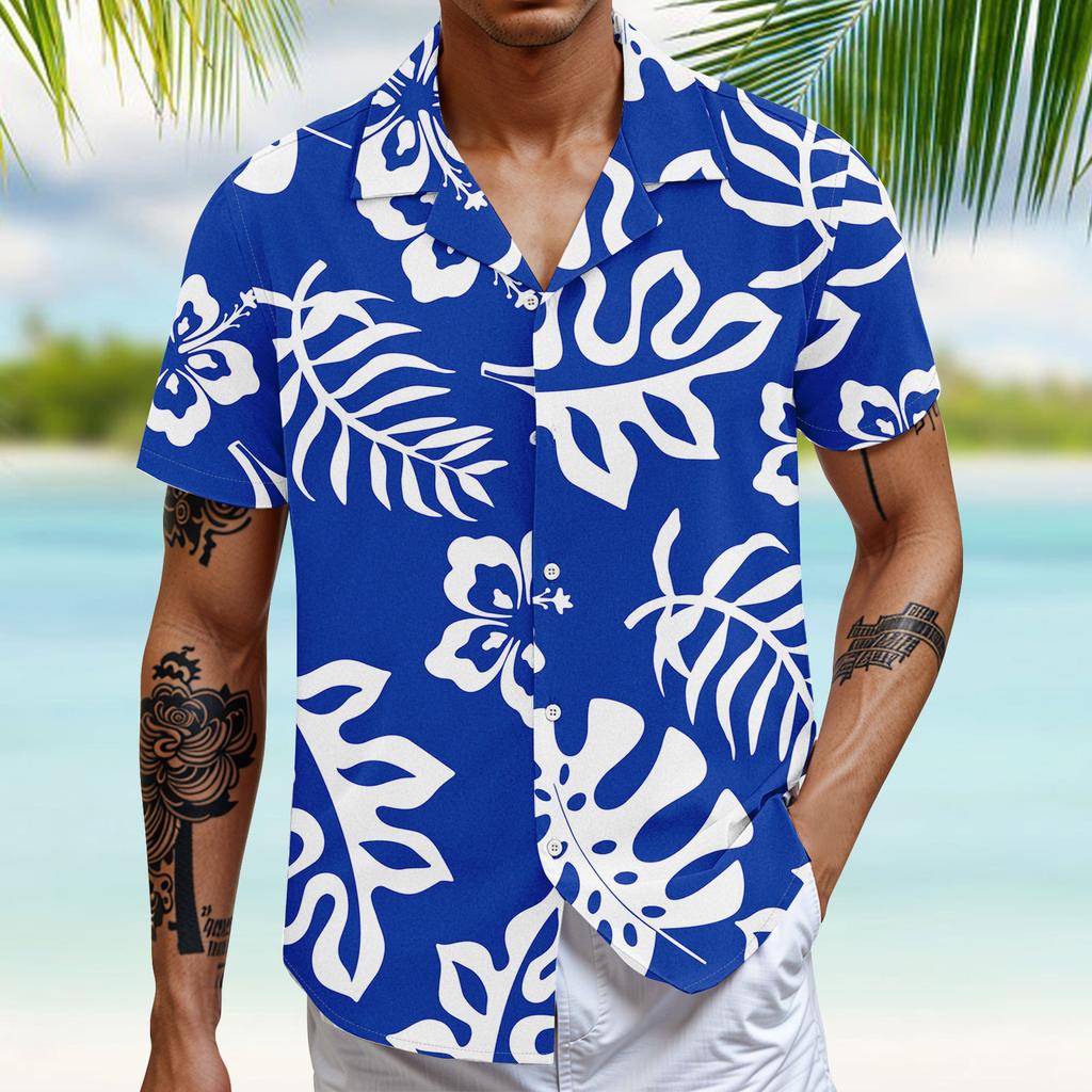 Men'S Casual Loose Short Sleeved Shirt Fashion Printed Shirt Top