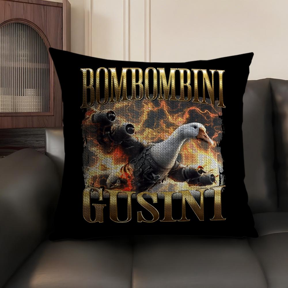 ITALlAN Brainrot Animal Cushion Cover Natural Linen Organic Fabric DoubleSided Printing Sofa Home Decor Gift Pillow Case