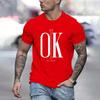 2024 Men's Street Ok Letter Print T-shirt Summer Men's Casual Short Sleeve Tops Oversized Hipster T Shirts Clothing New Menswear
