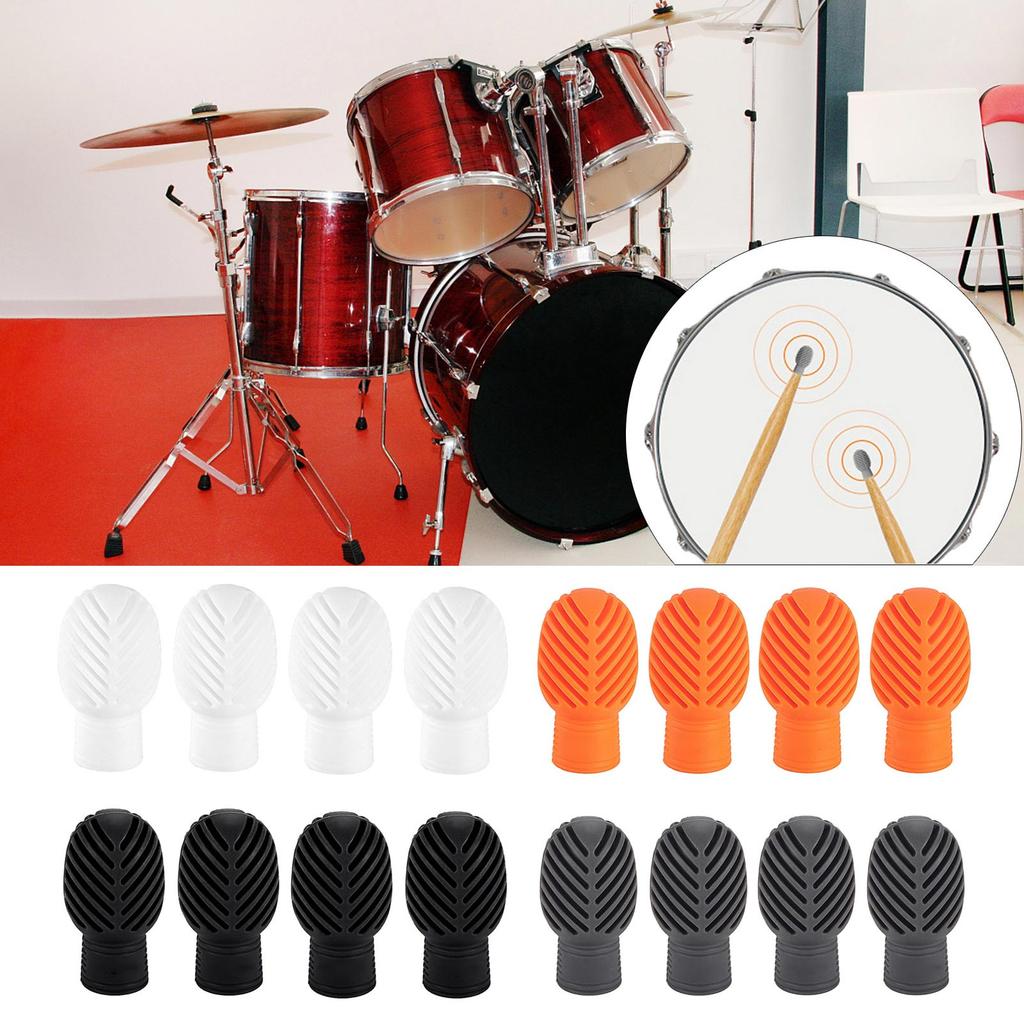 4Pcs Silicone Drumstick Mute Practice Tip Drum Mute Drumstick Mute Tip Drum Dampener Replacement Percussion Tip