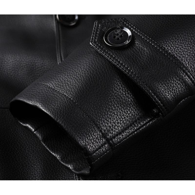 Бархатная кожаная куртка средней длины для мужчин осенью и зимой Классическая модная однобортная мужская кожаная куртка с воротником