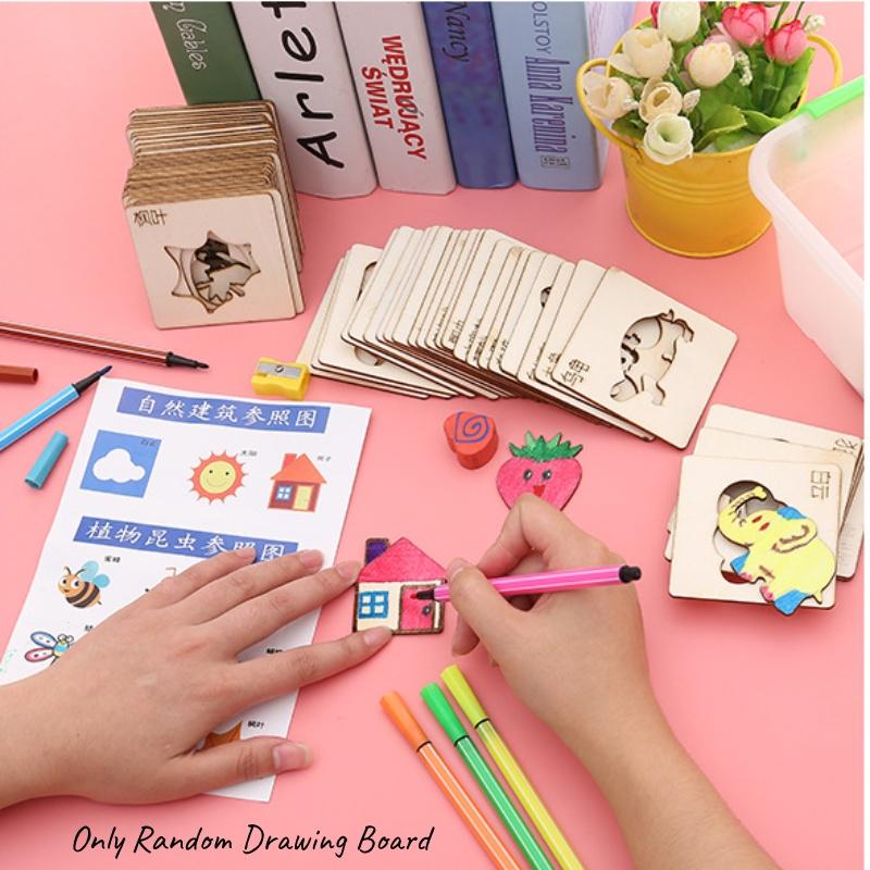 Educational Wooden Toys For Kids Set Of 20 Diy Painting Stencils For Developing Creativity And Fine Motor Skills Chars)
