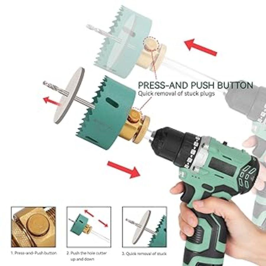Quick Release Hole Saw Arbor with 3/8" Shank, Includes 2 Pilot Drill Bits, Un