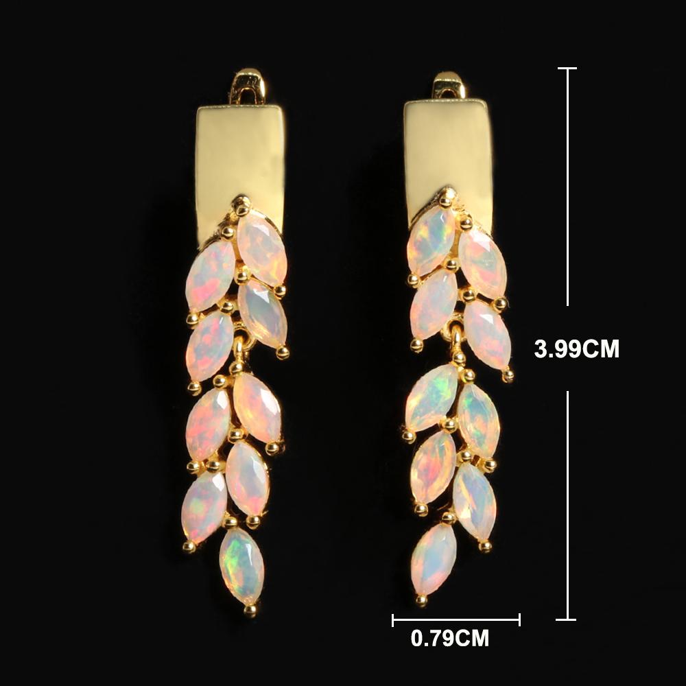 925 Sterling Silver Gorgeous Design October Birthstone Natural Opal 18K Yellow Silver Earring Birthday Gift for Women and Girls