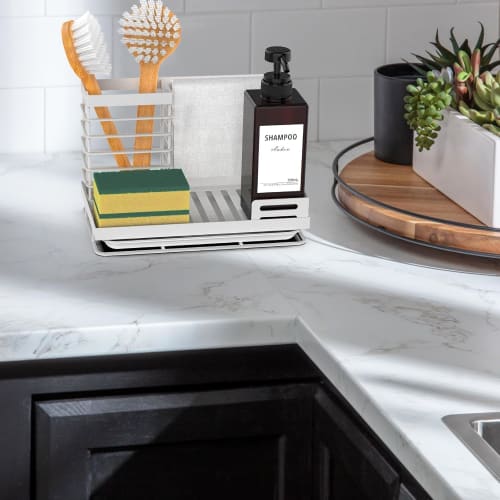 TATIU Sponge Holder, Holds Handled Brushes and Dishcloths, Sponge Rack for Kitchen, Sponge Detergent Holder, Rust-Resistant Carbon Steel, Multi-Functi