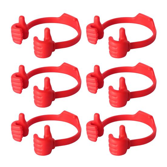 6Pcs Adjustable Thumb Mobile Phone Holder Portable Lightweight Universal Thumbs Shape Desk Tablets Cellphone Stand Home Office Decoration