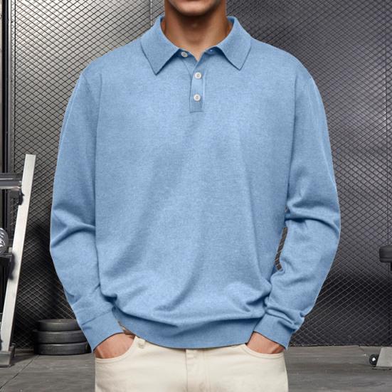 Мужская рубашка весна-осень с отложным воротником на пуговицах, свободный однотонный пуловер с длинными рукавами, повседневный формальный уличный топ для повседневной жизни, вечеринок, путешествий
