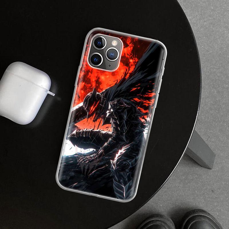Чехол для телефона Аниме Берсерк Гатс для iPhone 11 12 13 Mini 14 15 Plus 16 Pro Max 17 Air 7 8 + SE Художественный Индивидуальный Fundas 11 1