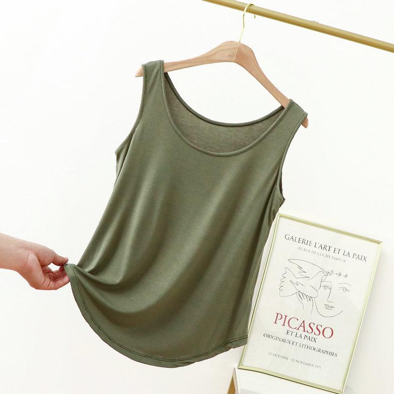 Майки из модала с круглым вырезом от XL до 6XL, летняя женская майка, тонкая свободная футболка без рукавов, однотонная футболка, большой размер