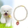 Pet Necklace Love Heart Fake Crystal Shiny Faux Pearls Adjustable Elegant Universal Cat Small Dog Puppy Collar Jewelry Pet Supplies