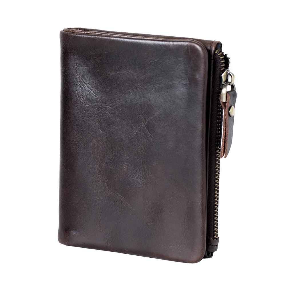Leather Wallet Men's Leather Wallet Short Slim Portable Card Holder Fashion Casual Zipper Small Coin Purse Men's Leather Wallet Large Capacity