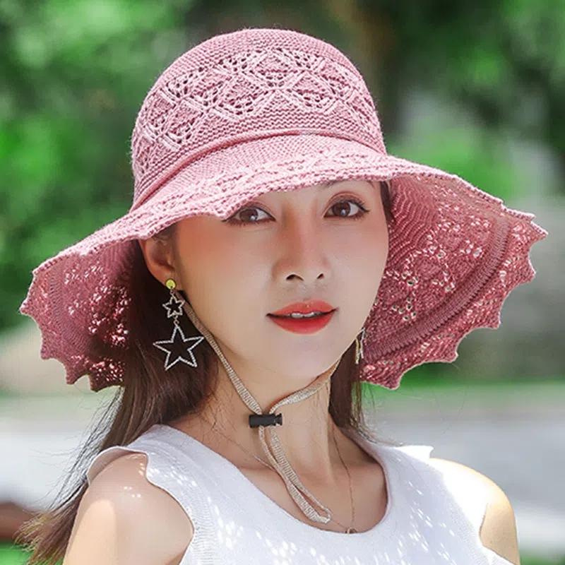 Summer Foldable Hats for Women Korean Large Brim Sun Protection Hats Vacation Travel Seaside Cool Hats