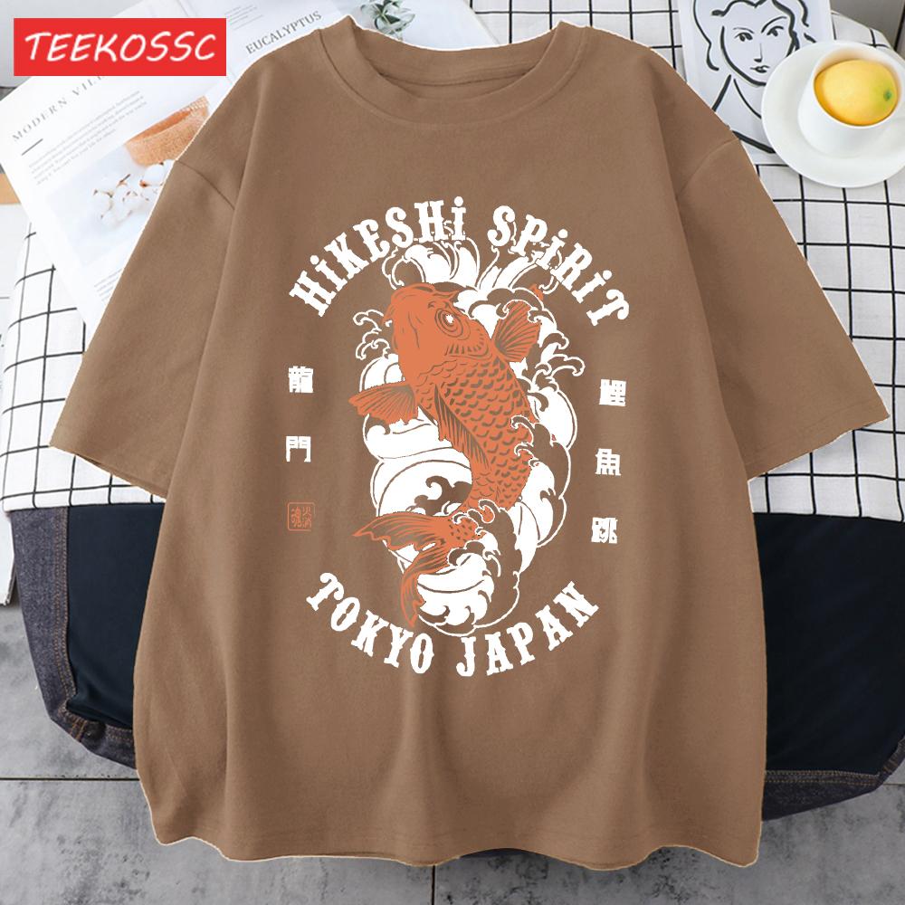 Футболки с принтом Hikeshi Spirit Токио Япония Для Мужчин Хлопок Круглый Вырез Футболка Спортивная Универсальная Верх Летний Мужской Новый Свободный Короткий Рукав