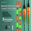 ONLYOU 2Pcs/Set Nano Smart Fishing Float Bite Alarm Fish Bait Water Shadowless Float LED Light Automatic Color Change Electronic Float