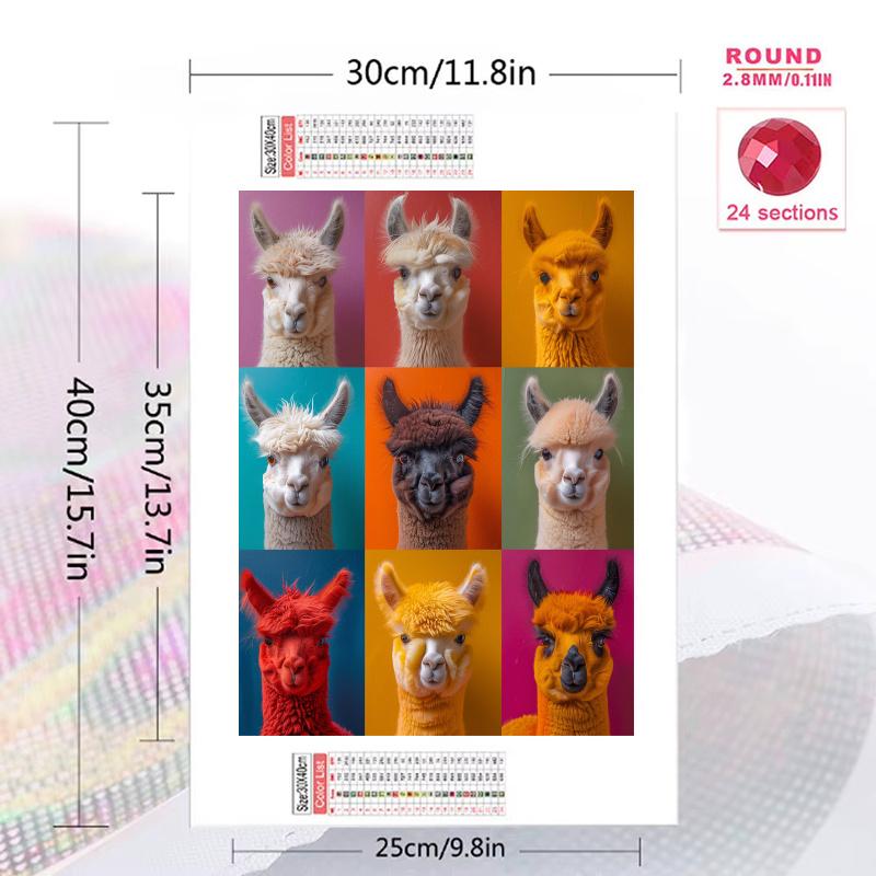Alpaca Puzzle 100% Round Full Drill 5D DIY Diamond Painting Embroidery Cross Stitch Rhinestone Décor