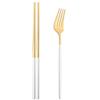 2Pcs Black Stainless Steel Set Cutlery Dinner Fork Chopsticks Portable Dinnerware Set Silverware Western Kitchen Home Tableware