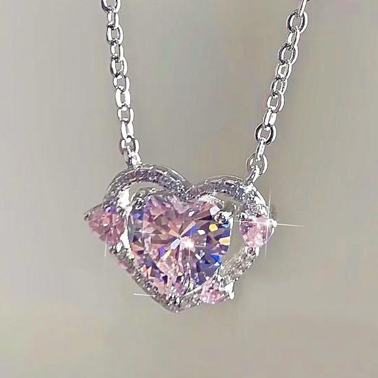 Женское ожерелье со стразами в форме сердца, полые украшения, цепочка, регулируемая подвеска на шею, ювелирные изделия, подарок на день рождения, вечерние