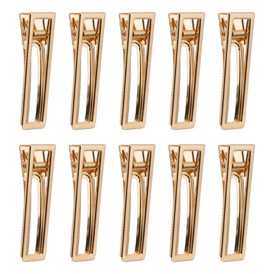 10Pcs Women Hairpins Non-fading Gloss Geometric Duck-bill Clips Anti-slip Non-falling Hollow Out Metal Openwork for Daily Wear