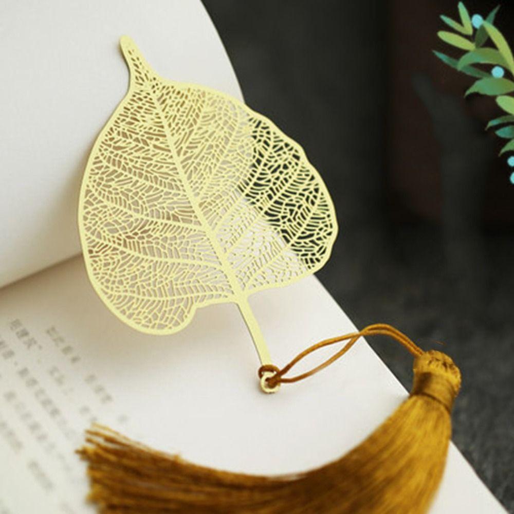 Tassels Metal Bookmark Lotus Flower Book Clip Hollowed Out Bookmark School Office Supplies