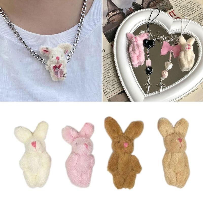 5pcs 4.5cm 6cm 5-color Soft Mini Joint Rabbit Pendant Plush Bunny For Keychain Bouquet Toy Doll DIY Ornaments Gifts