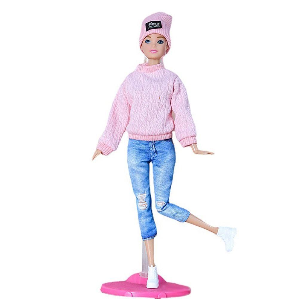 1 Set Fashion DIY Kids Gift Toy Casual Wear Hats Dolls Pants Girl Clothes Winter Wear Sweaters