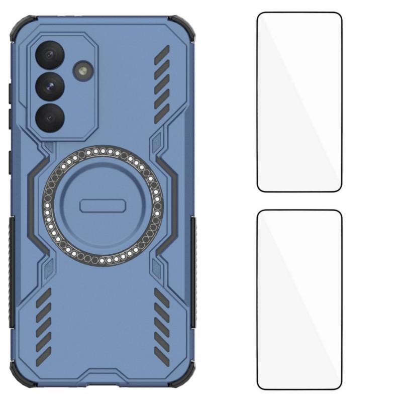 Для Samsung Galaxy A36 5G Магнитный чехол WANLONFENG Серия DJ PC TPU Чехол для телефона с 2 шт. Защитной пленкой из закаленного стекла