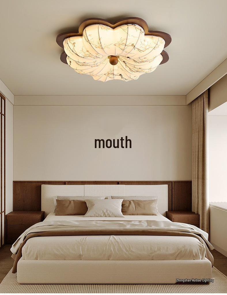 Китайская люстра эпохи Сун: Ретро Ткань и Дерево Грецкого Ореха Зенитный Потолочный Светильник