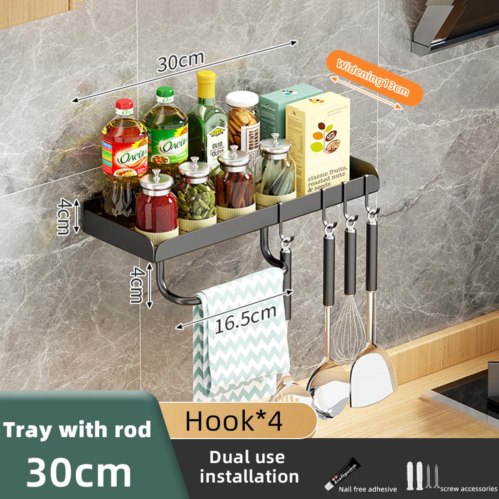 Кухонный органайзер для специй, настенные полки для специй без отверстий, кухонные полки для хранения, алюминиевые полки для приправ