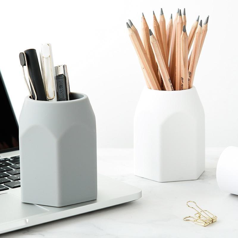 Силиконовый держатель для ручек, офисный школьный футляр для хранения, пластиковая коробка для ручек, настольный органайзер для карандашей, белый, серый настольный органайзер