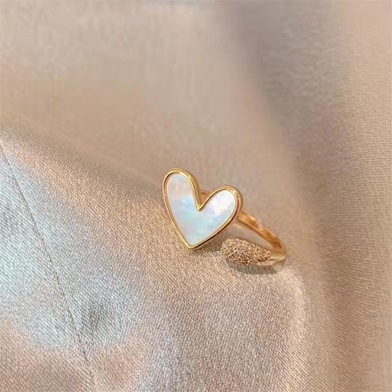 Trendy Heart Ring For Women Minimalist Aesthetic Enamel Open Ring Female Party Charming Ring Jewelry
