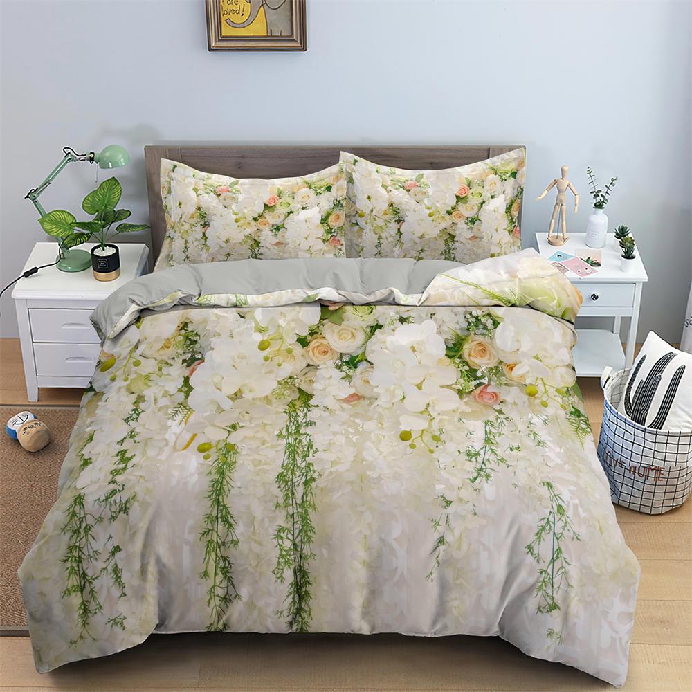Comforter Watercolor Flowers King Queen Colorful Blooming Floral Bedding Set For Teen Adult Plant 2/3Pcs Polyester