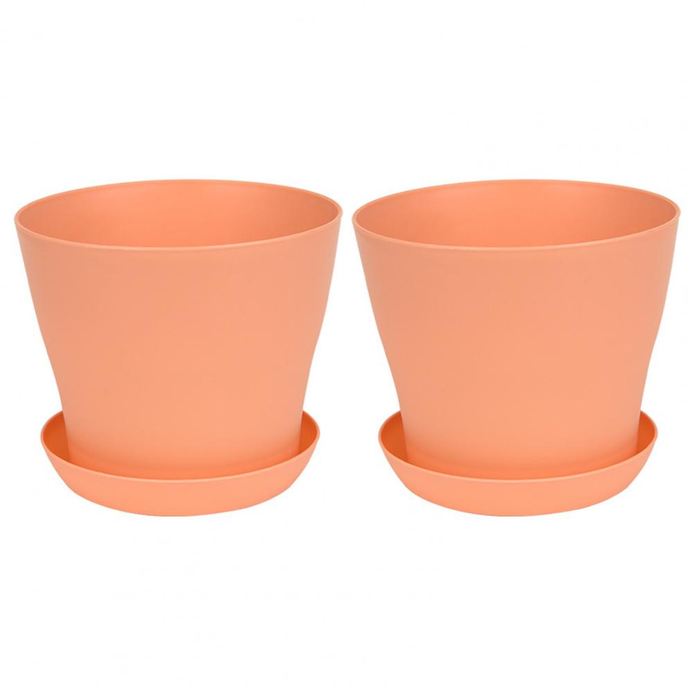 2Pcs Flower Pot Colorful Round Large Mouth PP Drainage Holes Plant Container With Saucer Lightweight Thick Nursery Pot