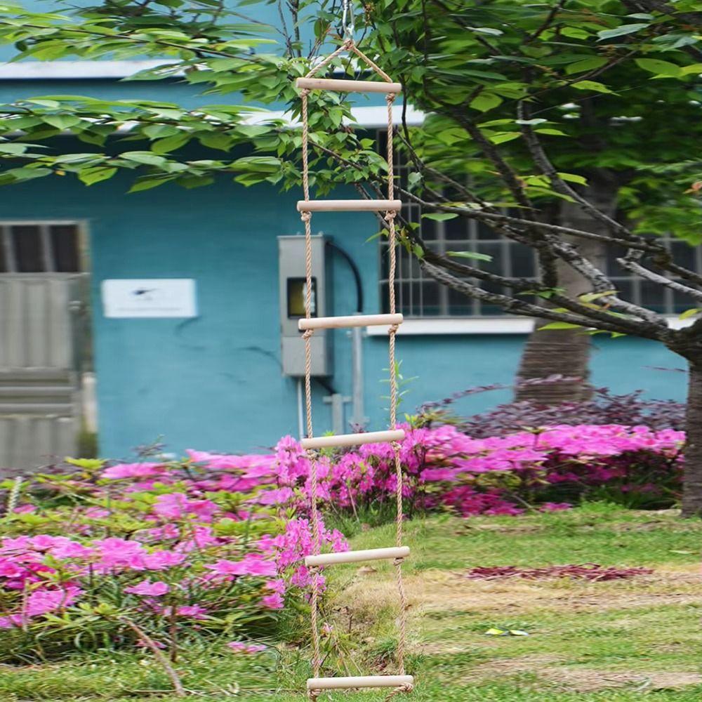 with Platforms Rope Climbing Ladder Toy Wooden Wooden Rope Ladder  For Garden