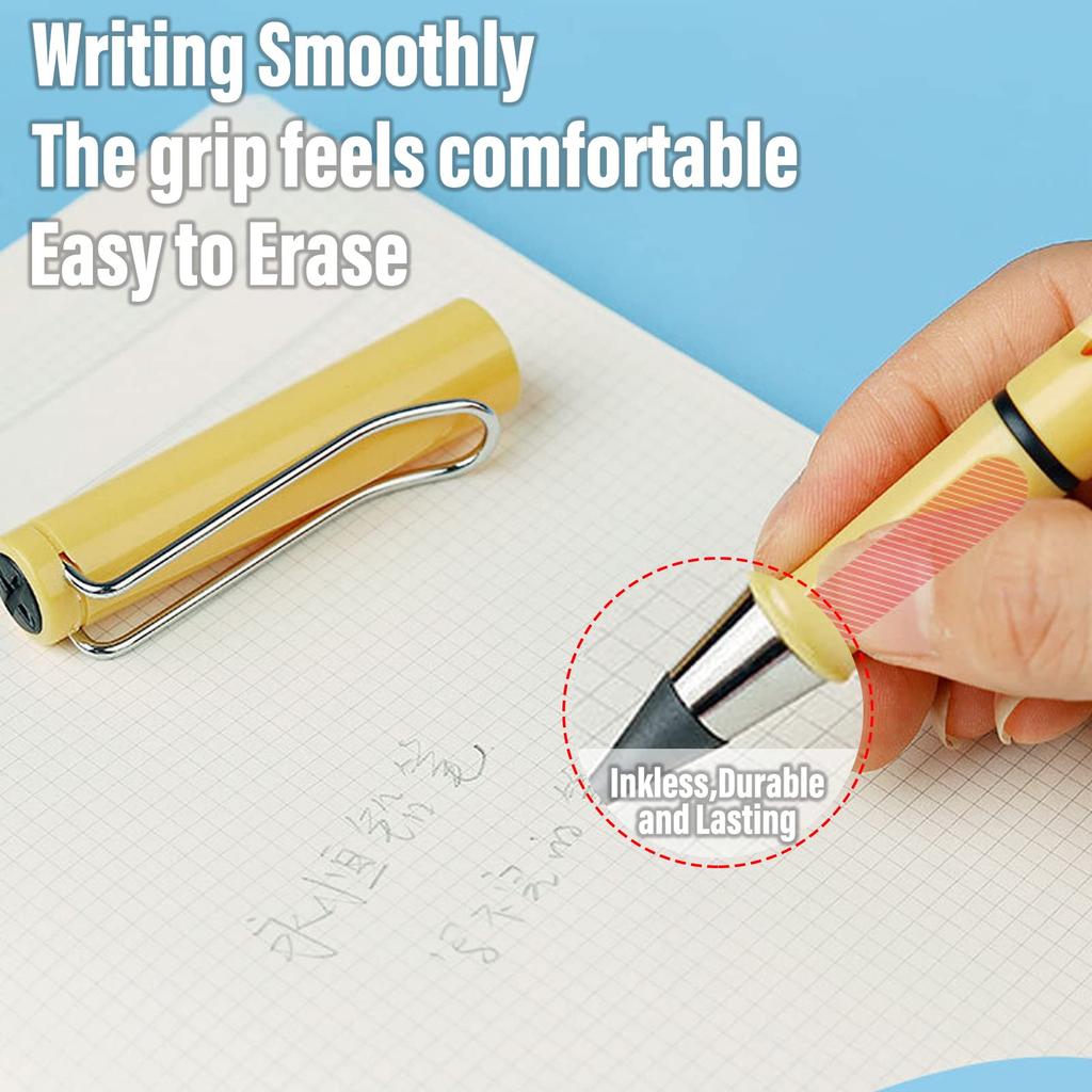 6pcs Everlasting Pencil Inkless Pencils Eternal with 6pcs Replacement Nibs Infinity Pencil Magic Pencils Portable Reusable Erasable Writing Pencil